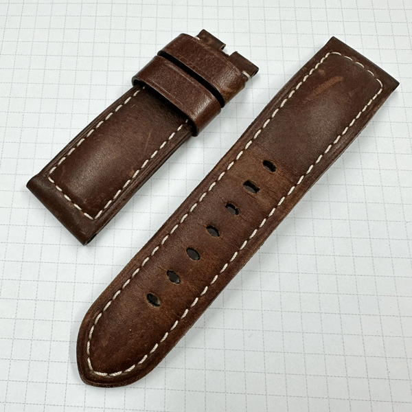 【中古】　PANERAI/パネライ　純正ストラップ/ベルト　カーフ　ダークブラウン　24mm-22mm　ピンバックル用