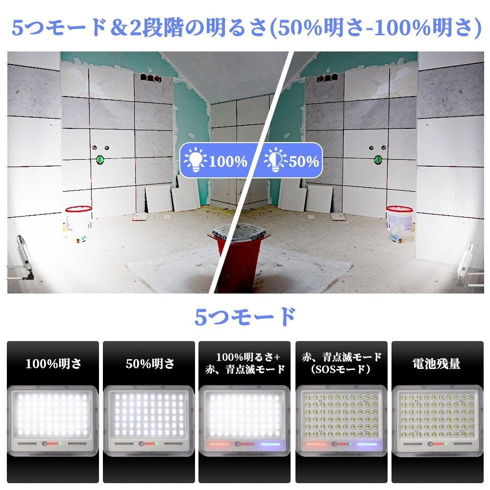 即納 投光器 4個セット led 充電式 100W?1000W相當(dāng) 7200LM LED 充電式 5つ點燈モード 20000mAH 屋外照明 防水 送料無料 １年保証