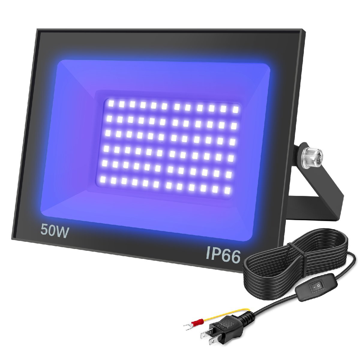 即納 2臺(tái) ブラックライト LED uvライト 紫外線 50W 防水 1.5Mコード 殺菌 光る 汚れ 投光器 スイッチ付 UVライト 3Dモデル干燥用 送料無