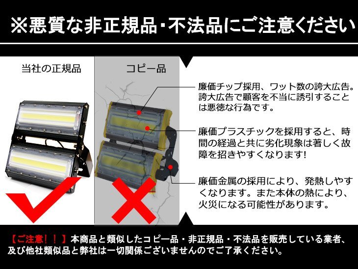 即納！【8個セット】LED投光器 50W 700W相當(dāng) 8000LM 広角240°晝光色 6500K AC 85-265V 3mコード付き LED作業(yè)燈 防水看板燈 駐車場