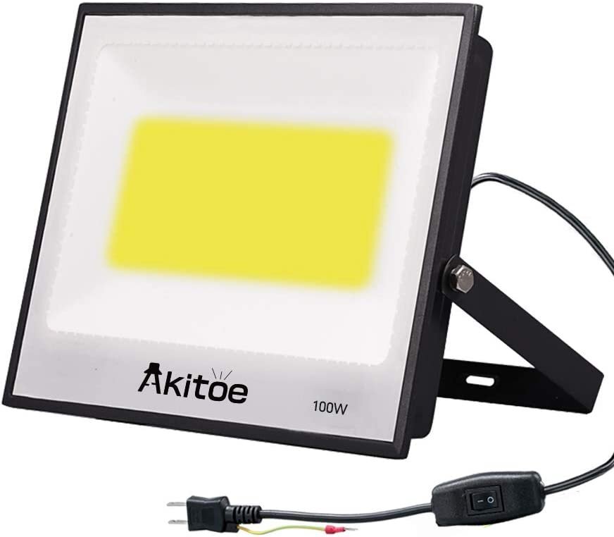 即納！LED投光器 100W 8臺(tái) 12000LM 晝光色 6500K 防水防塵 3mコード 超薄型 スイッチ付き 高輝度 IP66 AC85-265V 送料無(wú)料 1年保