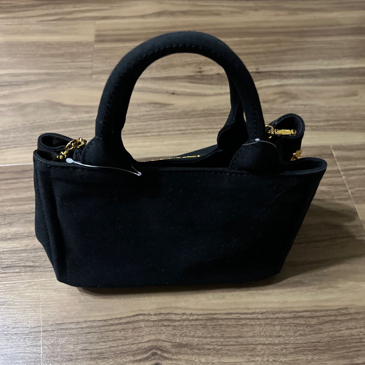 美品 PRADA プラダ デニム カナパ チェーン ショルダーバッグ ブラック