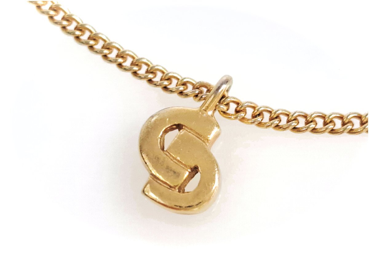  Christian * Dior Christian Dior CD Logo очарование цепь браслет Gold цвет YAS-11164