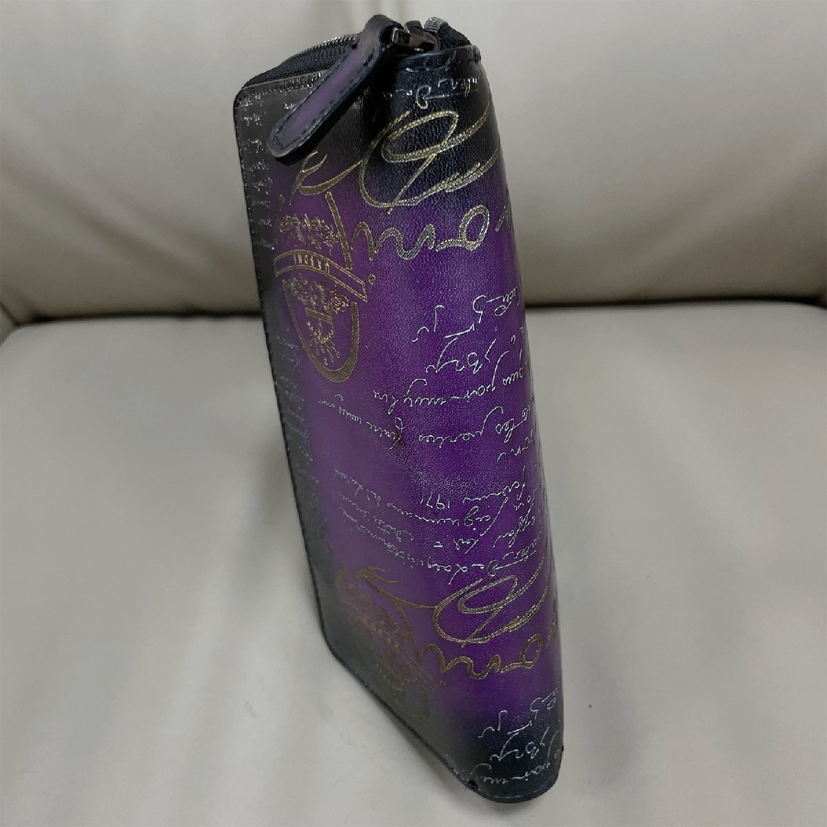 特注限定品 EU制 定価23萬◆UABONI*ユアボニ*幻のパティーヌ*ラウンドファスナー長(zhǎng)財(cái)布◆上品 ゴールデン 手染 カーフスキン メンズ 紳士