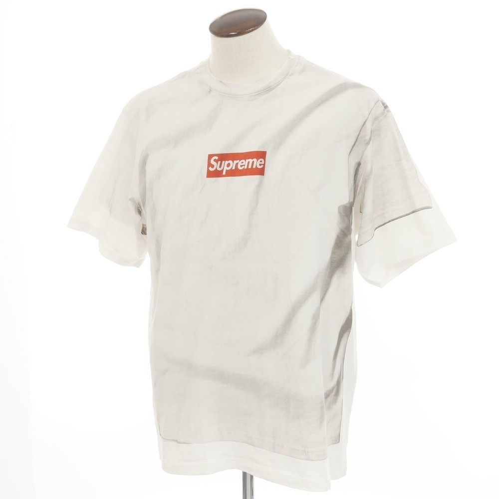 [ б/у ] Supreme Supreme 2025 год весна лето MM6 Maison Margiela Box Logo Tee хлопок короткий рукав футболка белый x серый [ размер L]