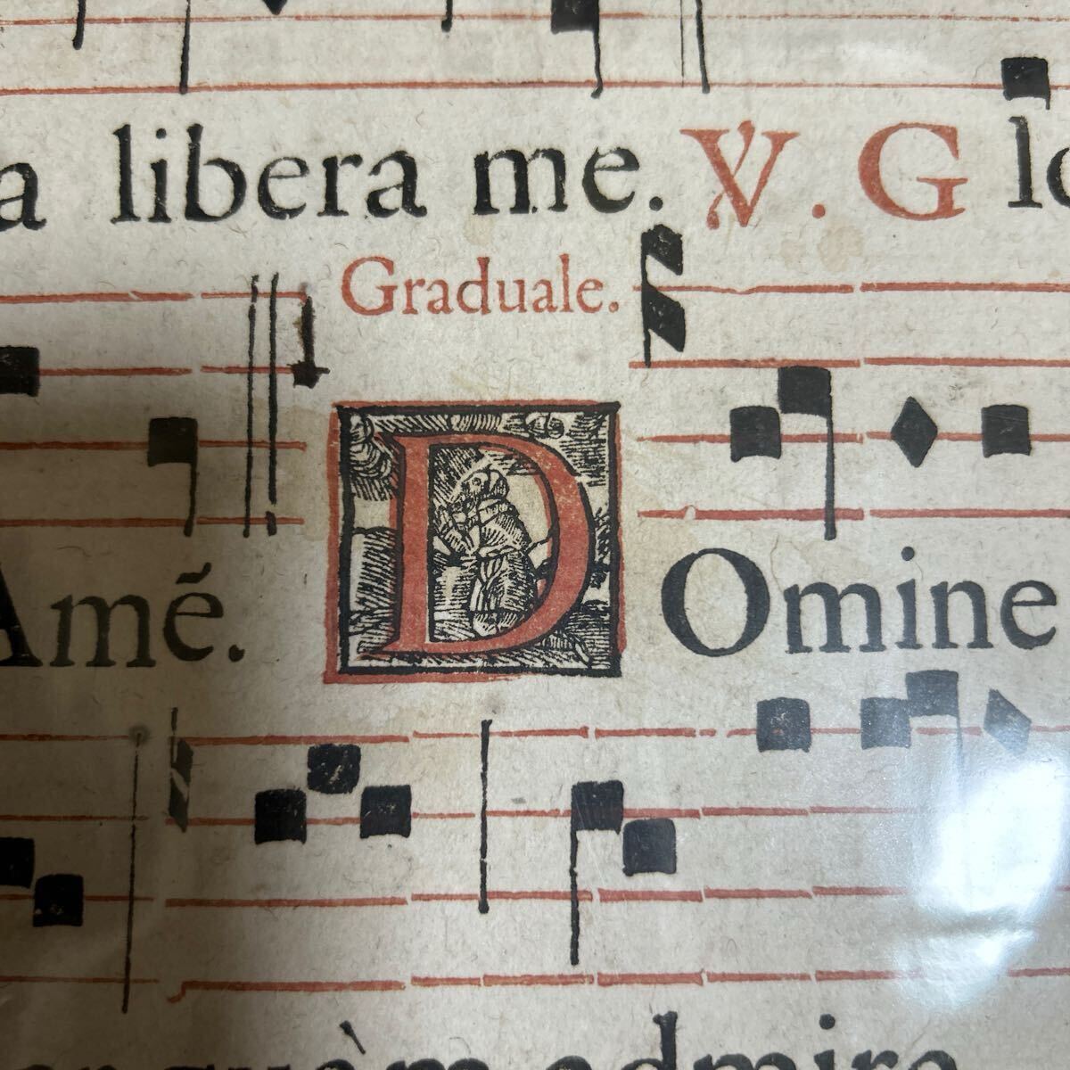 アンティーク グレゴリオ聖歌楽譜 ネウマ譜 16世紀 木版印刷
