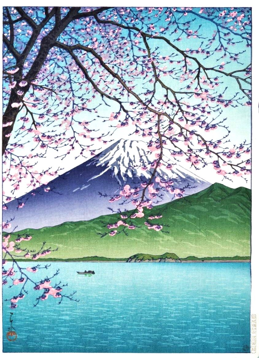 ■□５作品　川瀬巴水(No25)　越前和紙復(fù)制仕上　①春の阿たご山②代地の雪③平安神宮神苑④西伊豆木負⑤法隆寺 　□■