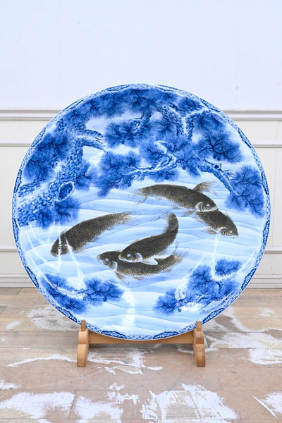 KC23 定価120万円 有田焼 染付 神右衛門 神右エ門 大皿 飾り皿