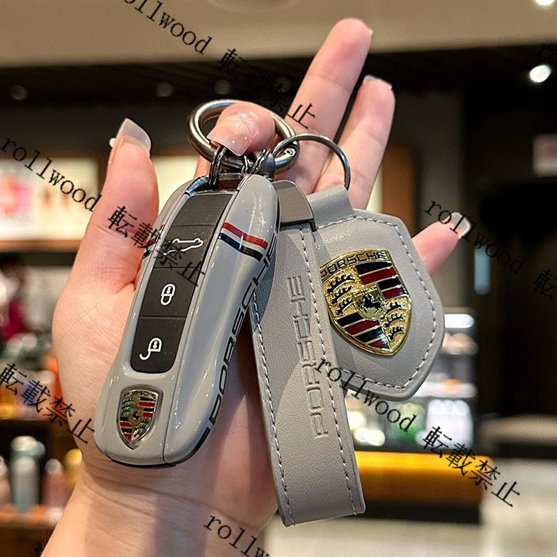 【３點(diǎn)セット】 ポルシェ キーケース ABS制 キーカバー キーホルダー カイエン パナメーラ 911 ボクスター タイカン マカン ケイマン 灰