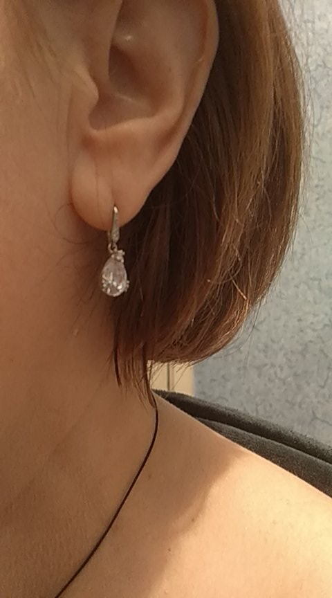  высший класс AAAA блеск * циркон Drop серьги * роскошный elegant серебряный 925 цвет 