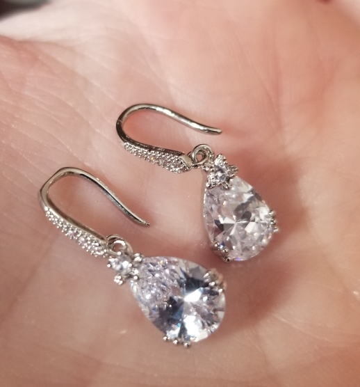  высший класс AAAA блеск * циркон Drop серьги * роскошный elegant серебряный 925 цвет 