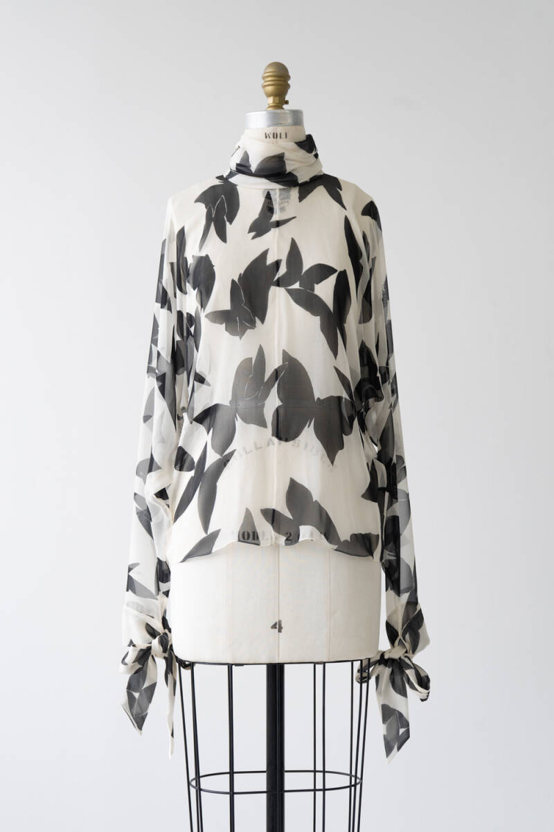 2023AW SAINT LAURENT PARIS サンローラン 総柄 シルク ブラウス size F34 0602011