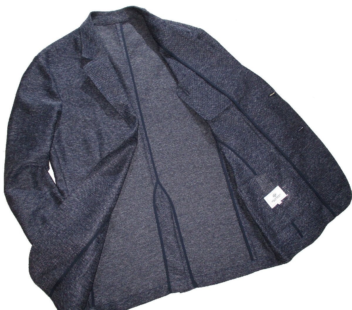 新品ラス1 夏物 L ▼ ビームス BEAMS HEART リネン風(fēng) サマージャケット ストレッチ 家庭洗濯OK メンズ テーラードジャケット ネイビー 紺