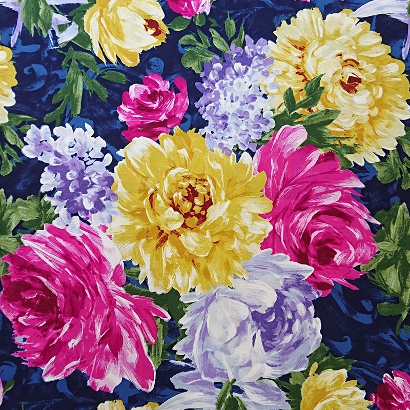 [SALE]si- подбородок g ткань l110×50cmlUSA ткань l Michael зеркало lPoetry in Motionl темно-синий l цветочный принт l хлопок l хлопок l темно-синий 