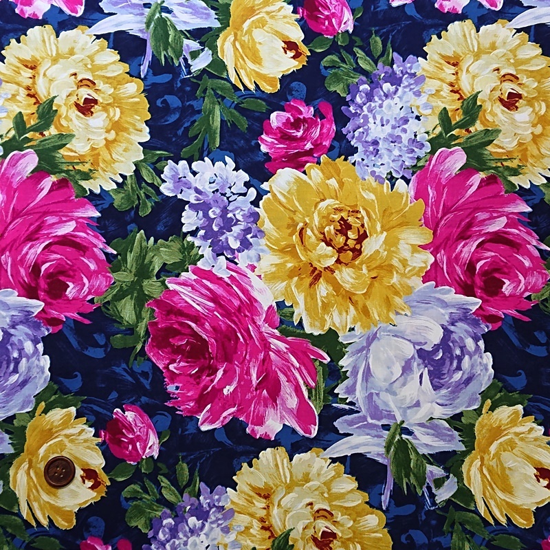 [SALE]si- подбородок g ткань l110×50cmlUSA ткань l Michael зеркало lPoetry in Motionl темно-синий l цветочный принт l хлопок l хлопок l темно-синий 