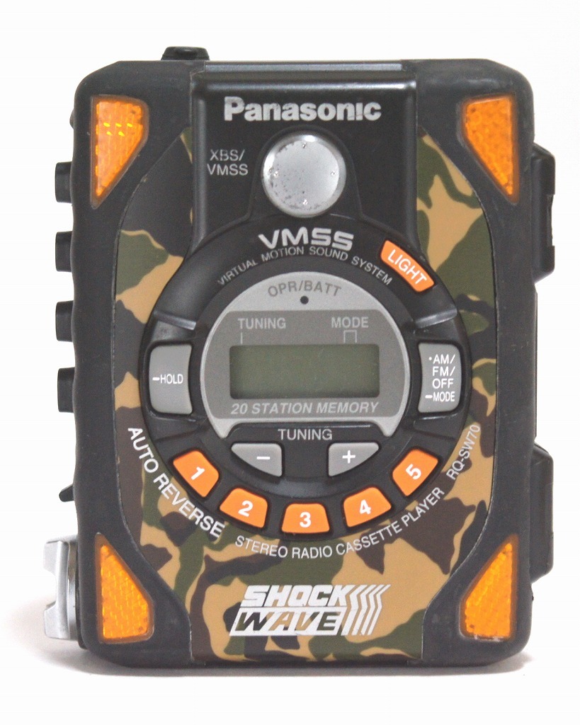 ジャンク◆パナソニック FM/AMカセット「SHOCK WAVE」RQ-SW70 (迷彩) ウォークマン