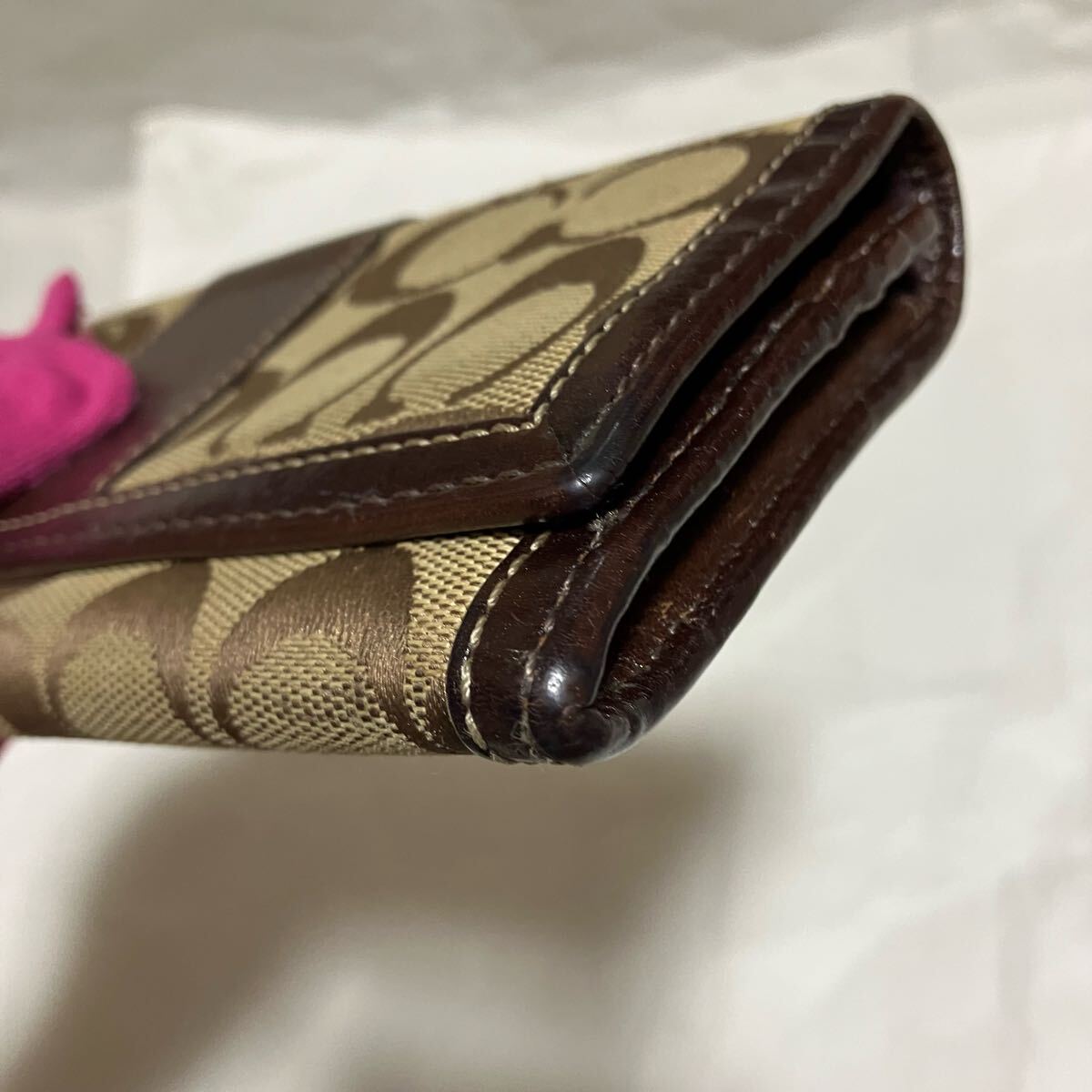 ④【COACH / コーチ】 レザー × キャンバス / シグネチャー 長(zhǎng)財(cái)布