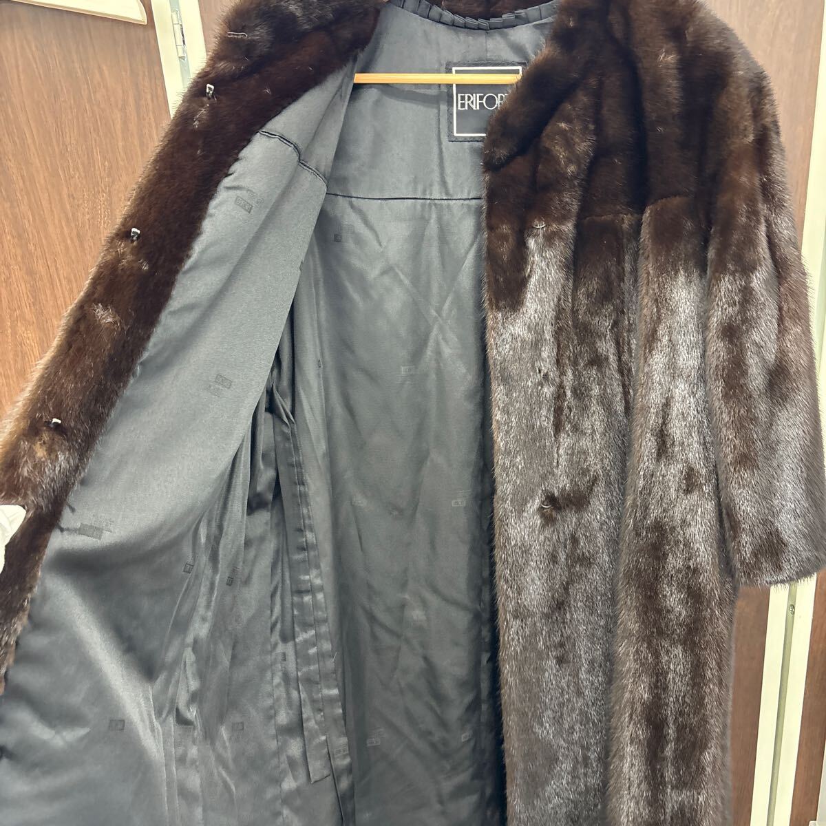 [115]ERIFORT エリフォール ミンク MINK 毛皮 リアルファーコート ダークブラウン ロングコート アウター 服