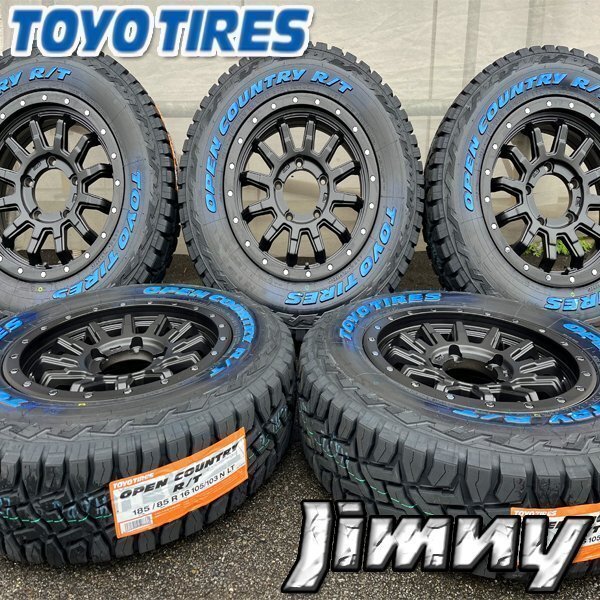 5本セット!! ジムニー 16インチ 5.5j 5H 185/85R16 新品 タイヤホイールセット トーヨー オープンカントリー JB64 JB23 JA11 スペア 背面用_画像1