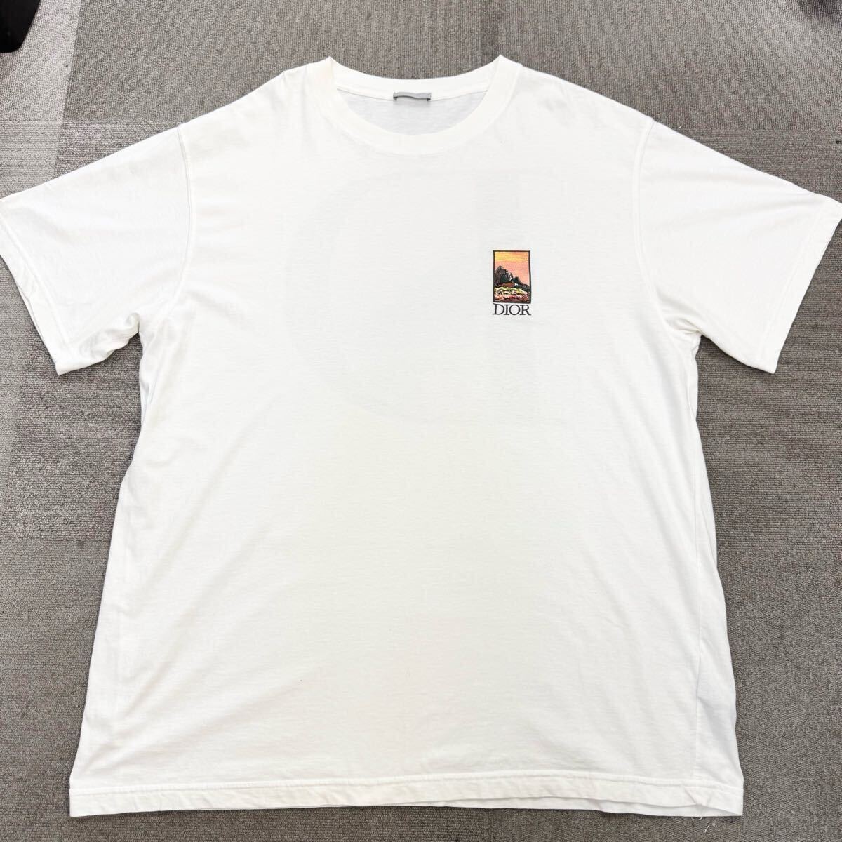185『極美品?名作コラボ』 DIOR ディオール × ジャック?ケルアック 半袖 Tシャツ トップス ビッグロゴ 刺繍 XXXLサイズ ホワイト
