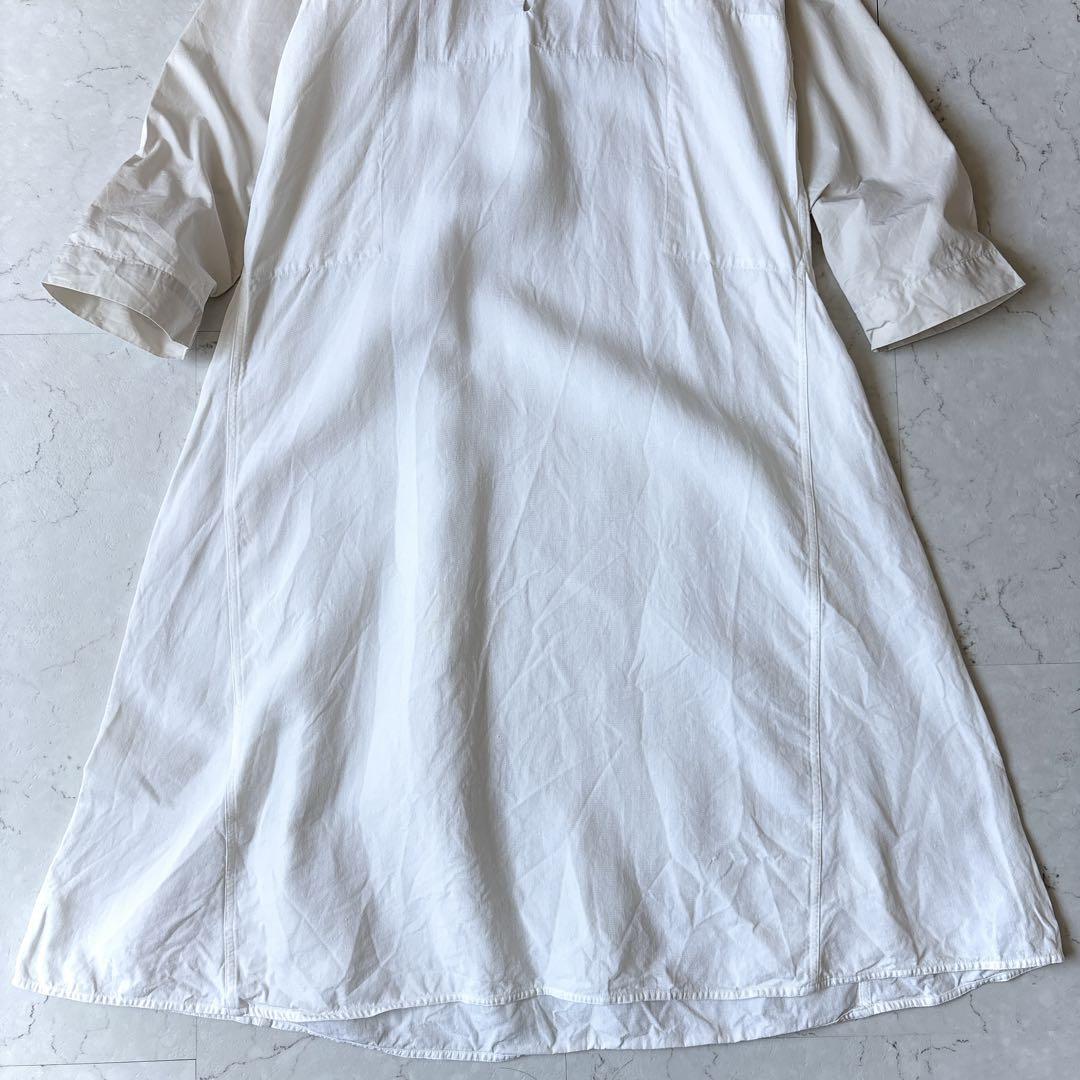 ソフィードール SOFIE D'HOORE 麻 リネン コットン 切り替え ゆったり Aライン プルオーバー ロング ワンピース 白_画像4