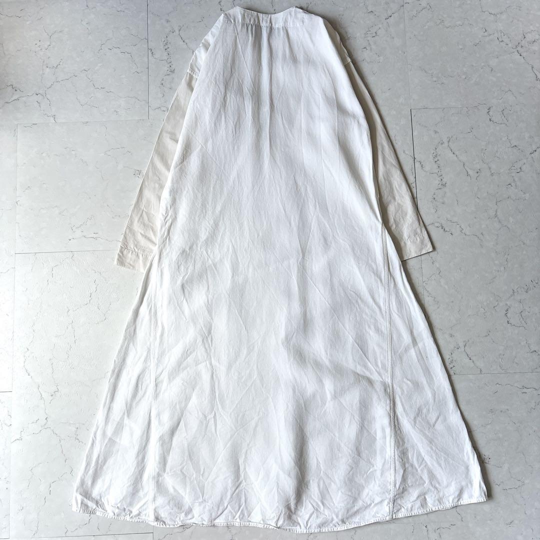 ソフィードール SOFIE D'HOORE 麻 リネン コットン 切り替え ゆったり Aライン プルオーバー ロング ワンピース 白_画像9