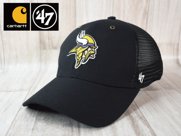1円スタート【未使用品】(フリーサイズ) 47 BRAND × Carhartt カーハート NFL MINNESOTA VIKINGS バイキングス キャップ USモデル J377