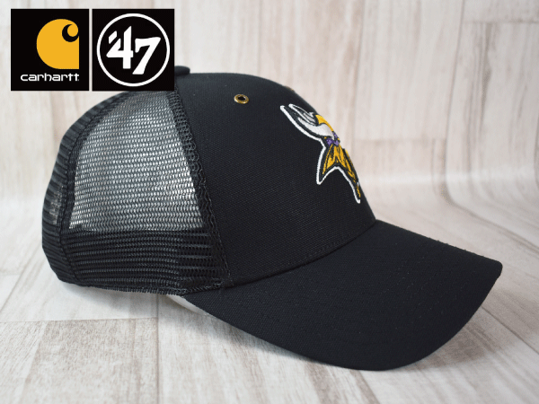 1円スタート【未使用品】(フリーサイズ) 47 BRAND × Carhartt カーハート NFL MINNESOTA VIKINGS バイキングス キャップ USモデル J377