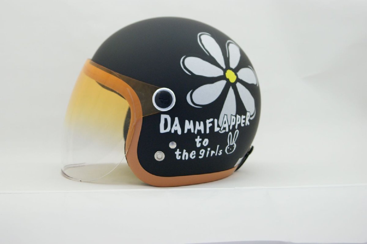SUNUP(サンアップ) バイク用 ヘルメット ジェットヘルメット FLOWER(フラワー) マットブラック SM-002