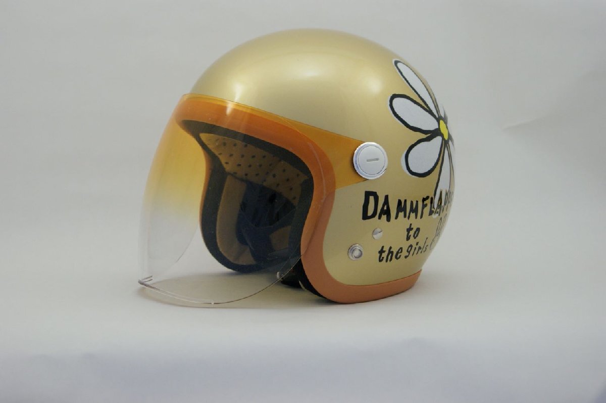 SUNUP(サンアップ) バイク用 ヘルメット ジェットヘルメット FLOWER(フラワー) シャンパンゴールド SM-002