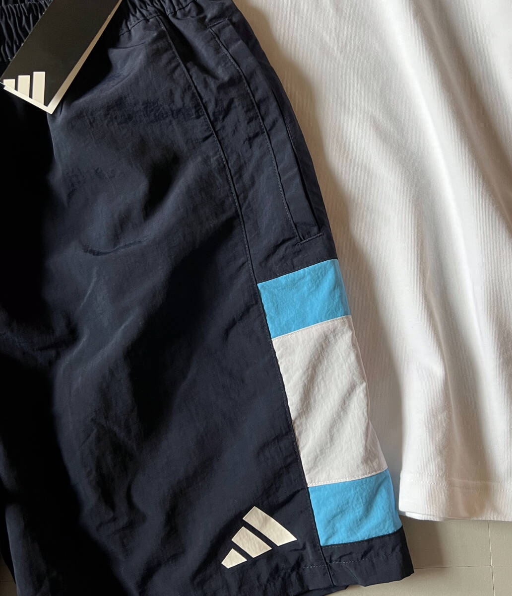 adidas■アディダス〔2XL〕上下セット Tシャツ ハーフパンツ セットアップ 白 ホワイト ネイビー 青 ブルー グレー ゆるめ 25'正規(guī)品 