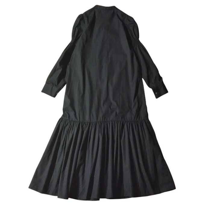 68 【OPAQUE.CLIP】 オペークドットクリップ シャツワンピース 36 ロングワンピース ブラック 長袖 バンドカラー ティアード シャーリング_画像6