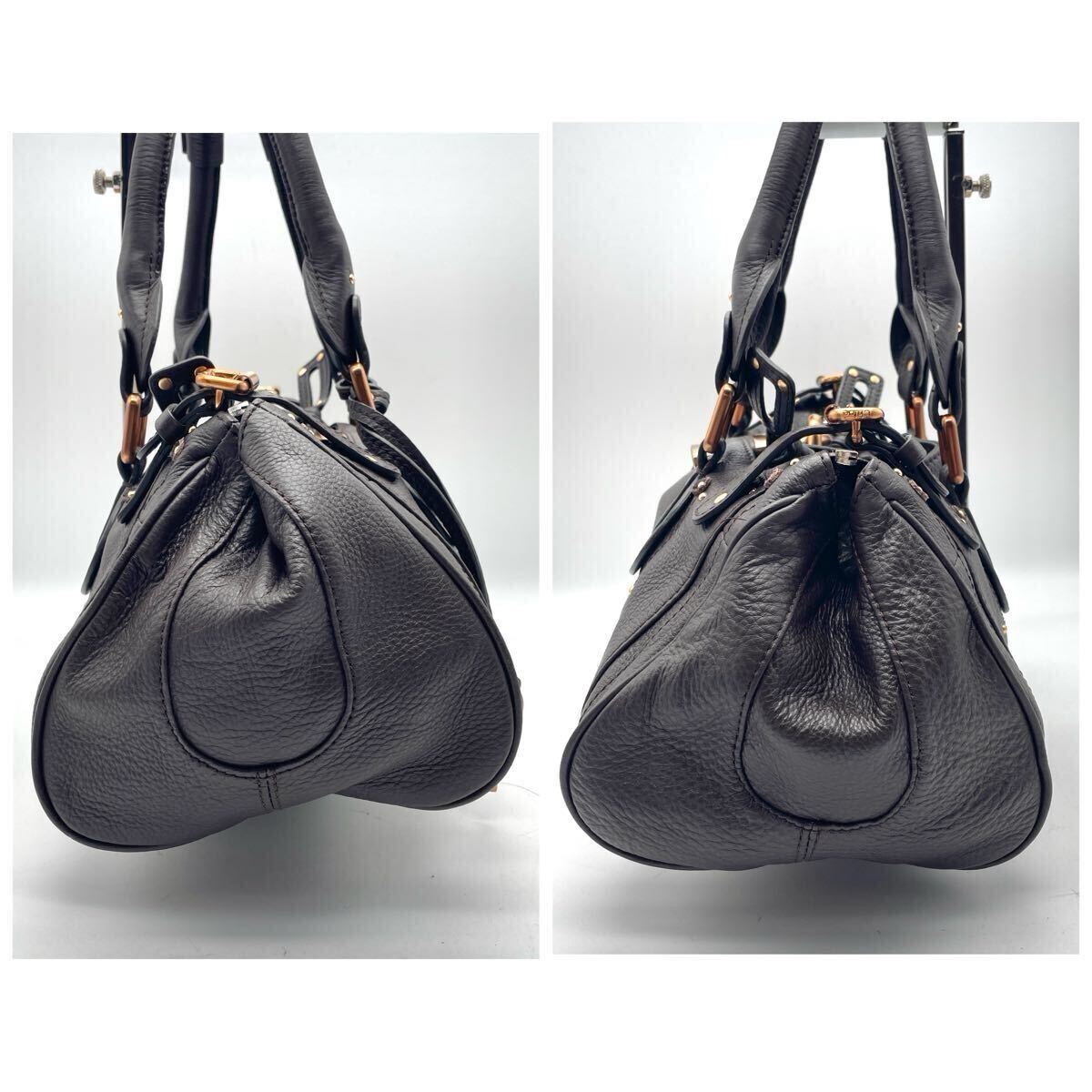 Chloe クロエ パディントン ハンドバッグ 南京錠 レザー ダークブラウン こげ茶 レディース 本革