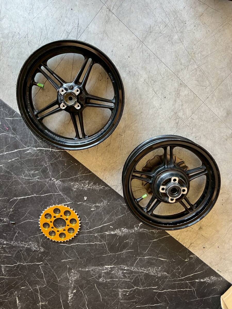 KSR PRO　前后ホイール　純正　カワサキ　ハブ、ローター、アルミスプロケット付屬　　実動車外し　KSR110　KSR‐Ⅱ