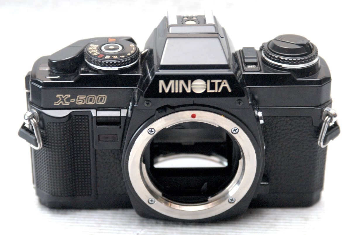 （綺麗）MINOLTA ミノルタ 昔の高級一眼レフカメラ X-500黒ボディ 希少な作動品 （腐食無し）