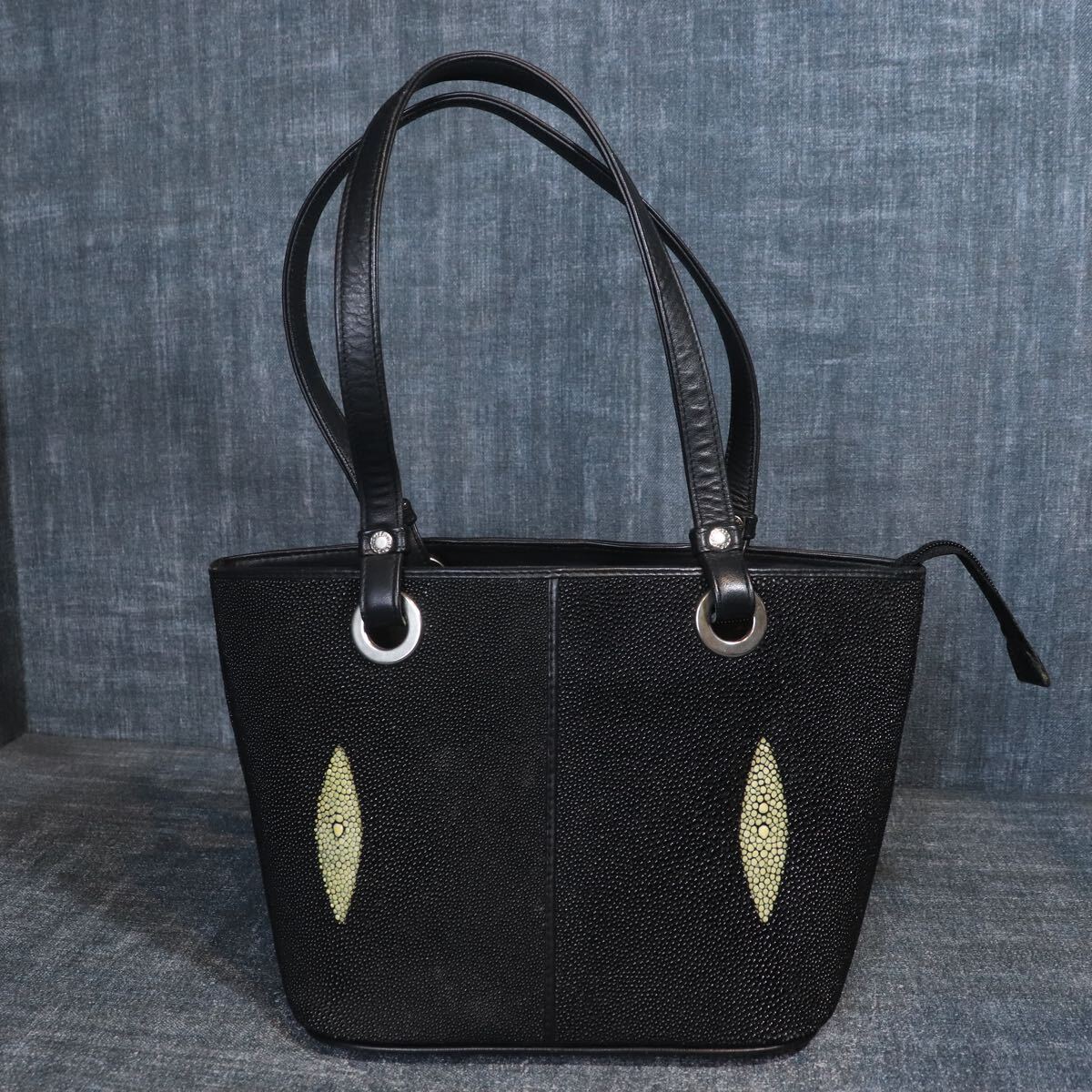 １円スタート エイ革 スティングレー ガルーシャ 多頭使い ミニ ハンドバッグ genuine stingray エキゾチックレザー 1スタ 