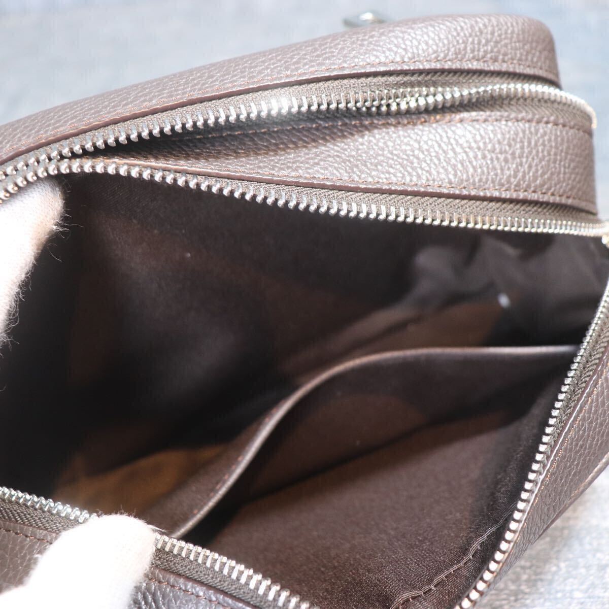 未使用級(jí) １円スタート クロコダイル ダブルジップ ブラウン セカンドバッグ クラッチバッグ genuine crocodile エキゾチック 1スタ ワニ革