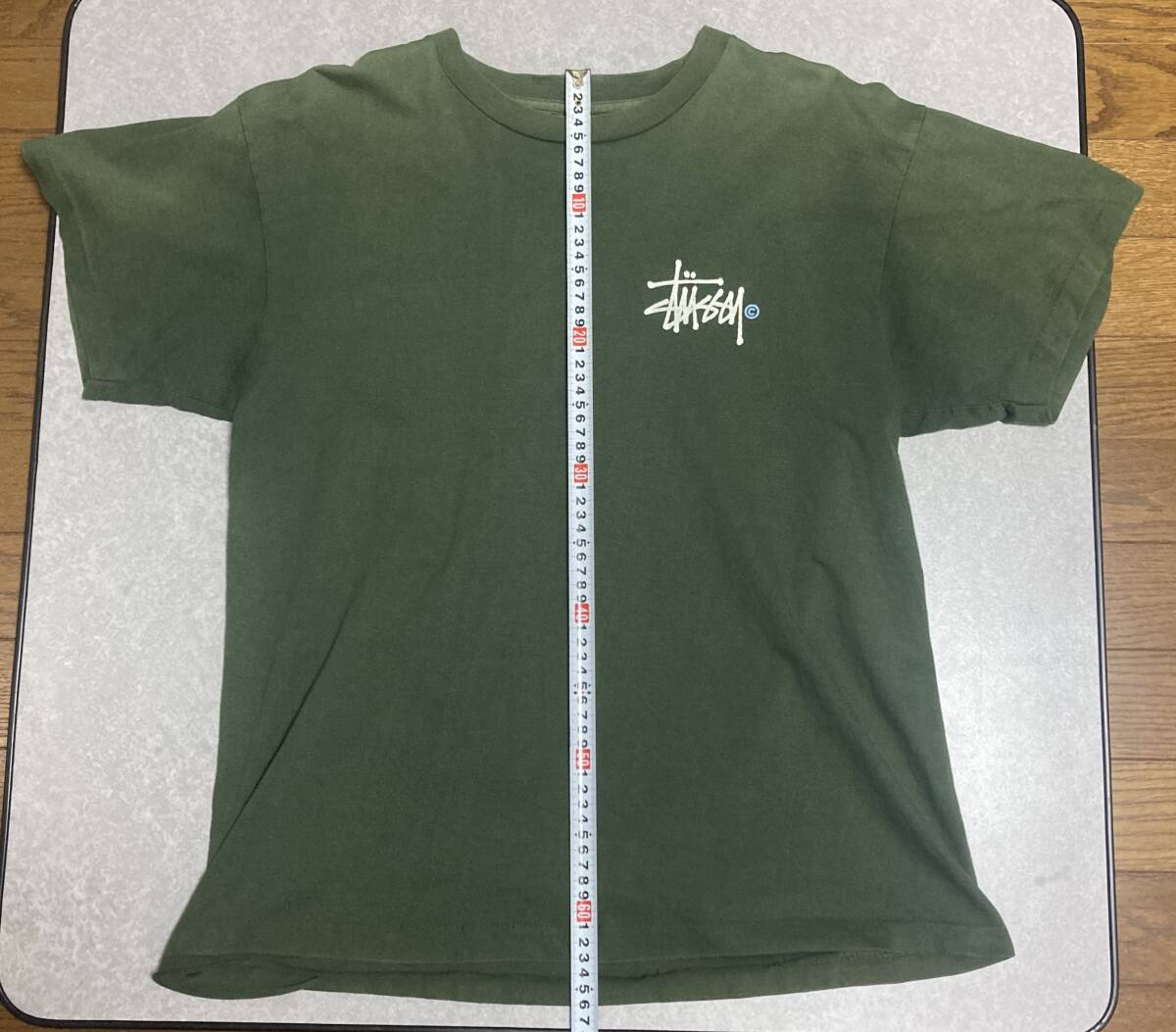 ☆人気☆ 送料安　90s USA制 白タグ STUSSY ステューシー 半袖　メンズ　Tシャツ グリーン サイズM ビンテージ オールド！