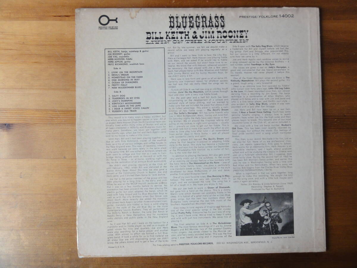 bill keith & jim rooney / bluegrass livin on the mountain ●US盤●_画像2