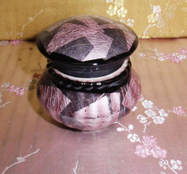 ◇25◇ 九谷焼 リアン 天目銀彩ピンク 骨壺 【 九谷宗秀 】 分骨用 6.5cm 國産品 骨壷 新品未使用【信頼のヤフオク！実績２５年】☆