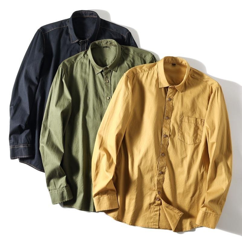 L ダークブルー シャツ メンズ メンズシャツ 長(zhǎng)袖シャツ メンズ ダンガリー ワークシャツ 長(zhǎng)袖 服 メンズ ウォッシュ加工