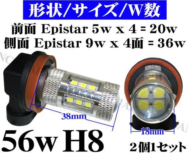 送料無(wú)料 LEDフォグランプ H8 バルブ ライト 56w イエロー 3300k 黃色 2個(gè) E52エルグランド セレナC25 26前期 ヴェゼル前期 クラウン200系