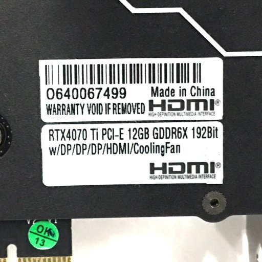 1円 GEFORCE RTX4070 Ti PCI-E 12GB GDDR6X 192Bit グラフィックボード ビデオカード ジャンク