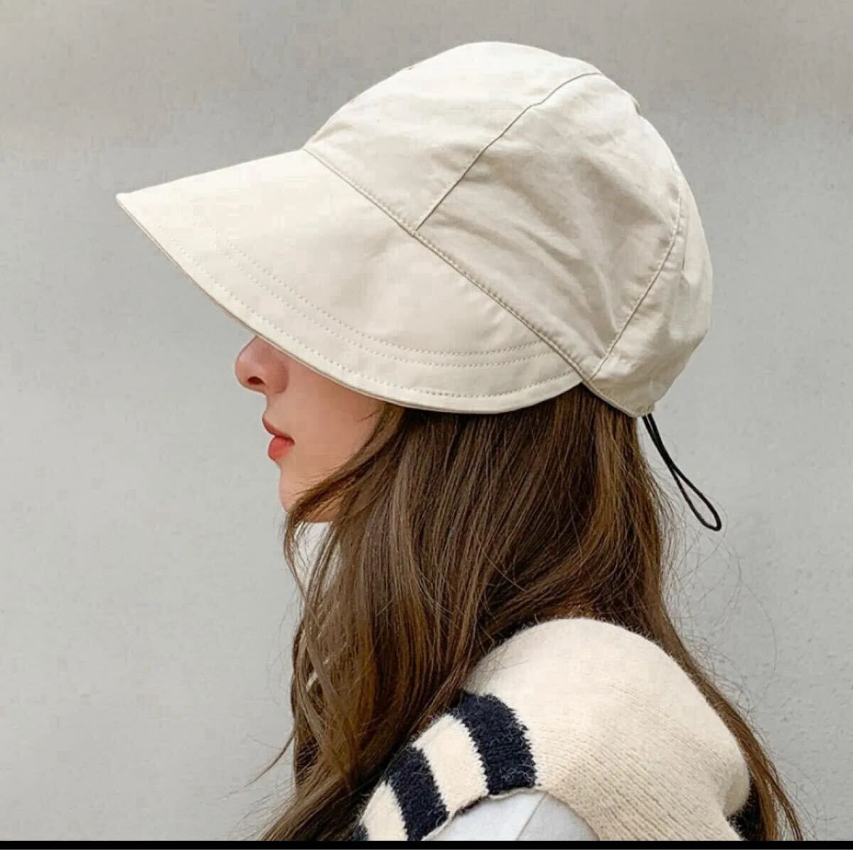 折りたたみ つば広 キャップ 紫外線対策 帽子 ハット 小顔効果 アウトドア UVカット　ベージュ