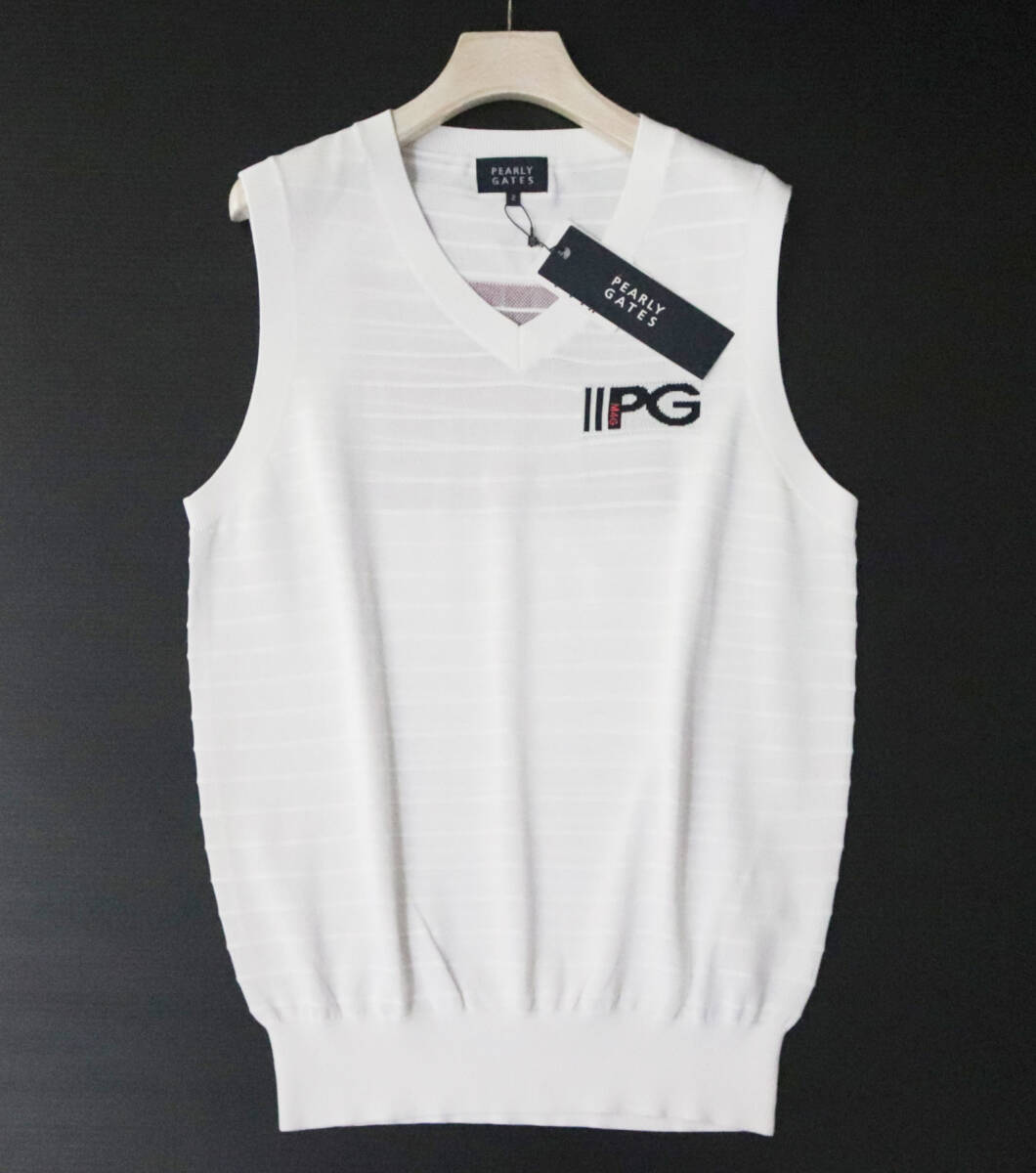 24,200円新品タグ付き【PEARLY GATES パーリーゲイツ】薄手に生地感 ニットベスト 白 2(L) v7221_画像5
