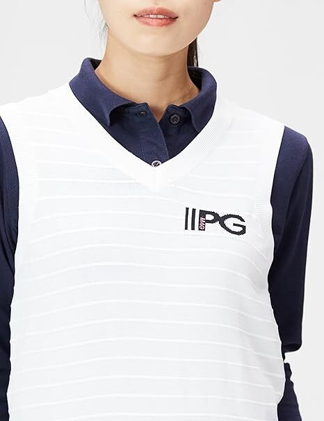 24,200円新品タグ付き【PEARLY GATES パーリーゲイツ】薄手に生地感 ニットベスト 白 2(L) v7221_画像4