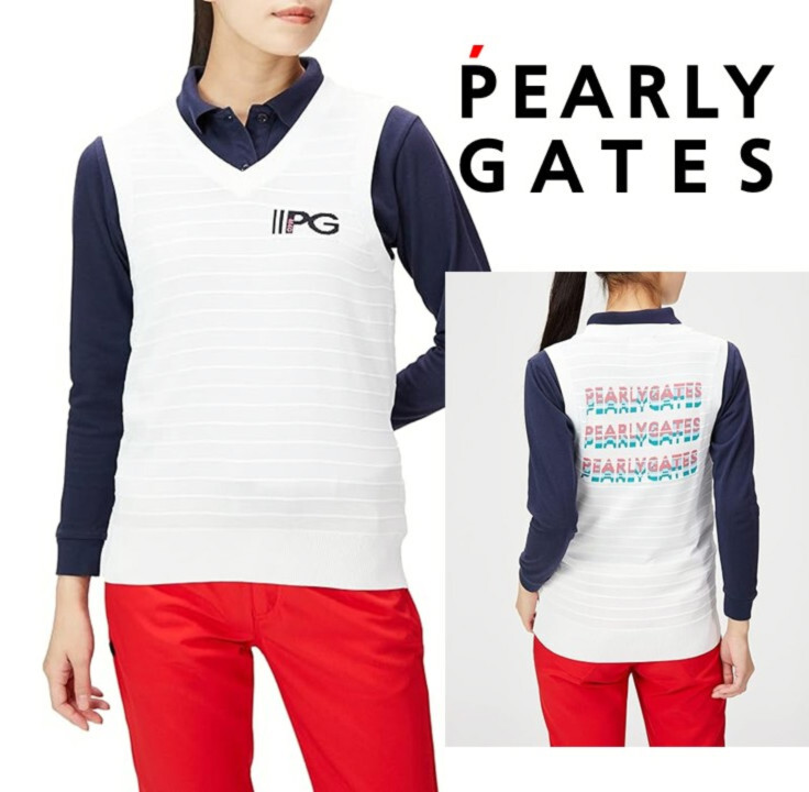 24,200円新品タグ付き【PEARLY GATES パーリーゲイツ】薄手に生地感 ニットベスト 白 2(L) v7221_画像1