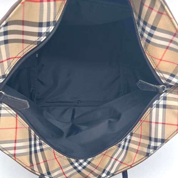 Burberry/バーバリー ブルーレーベル トートバッグ ナイロン ブラウン ベージュ ノバチェック 鞄 舟形 ハンドバッグ mer