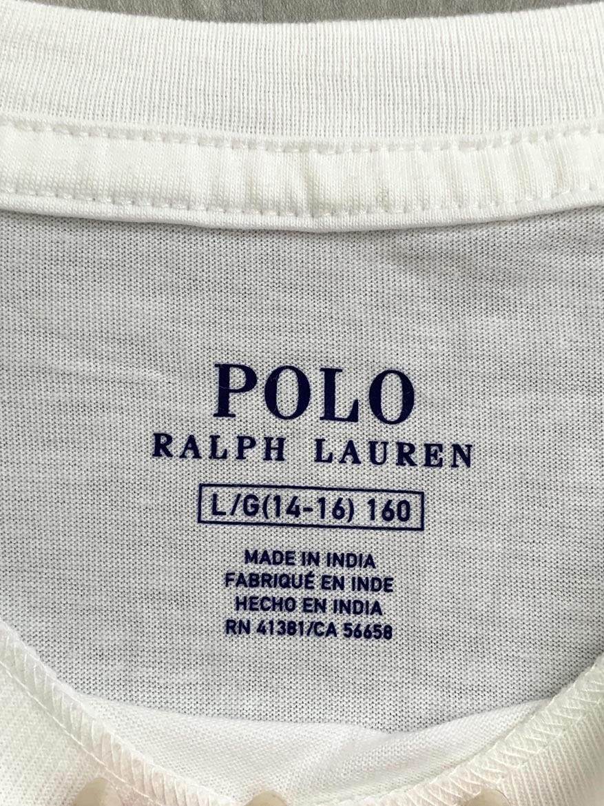 ゆうパケットOK 美品 POLO RALPH LAUREN ポロ ラルフローレン ワンポイント刺 半袖 Tシャツ sizeL(14-16)160/白 ■■ ☆ fed0 子供服_画像3