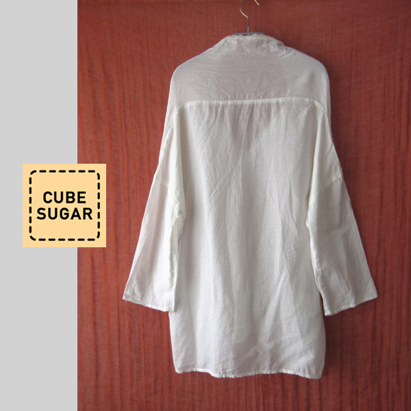 美品 CUBE SUGAR/キューブシュガー★ 薄手コットンリネン シャツジャケット M_画像2